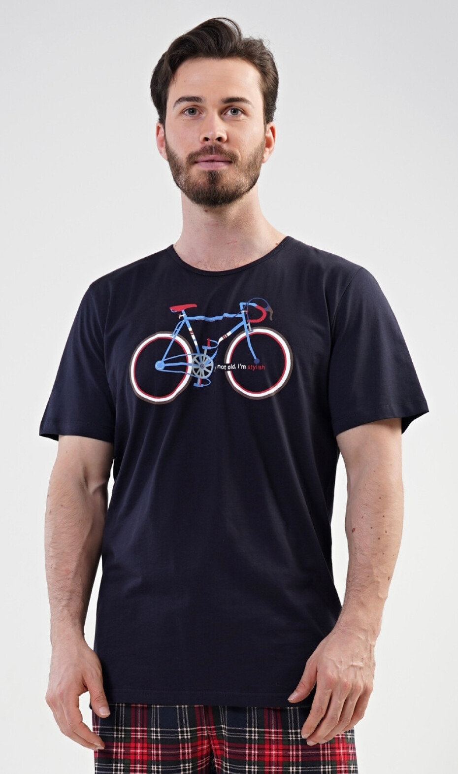 Pánské pyžamo šortky Old bike tmavě modrá S - main (3)