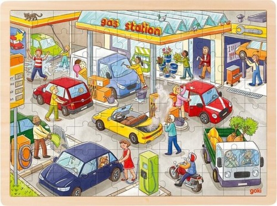 Dřevěné puzzle Čerpací stanice 96 dílků - main (0)