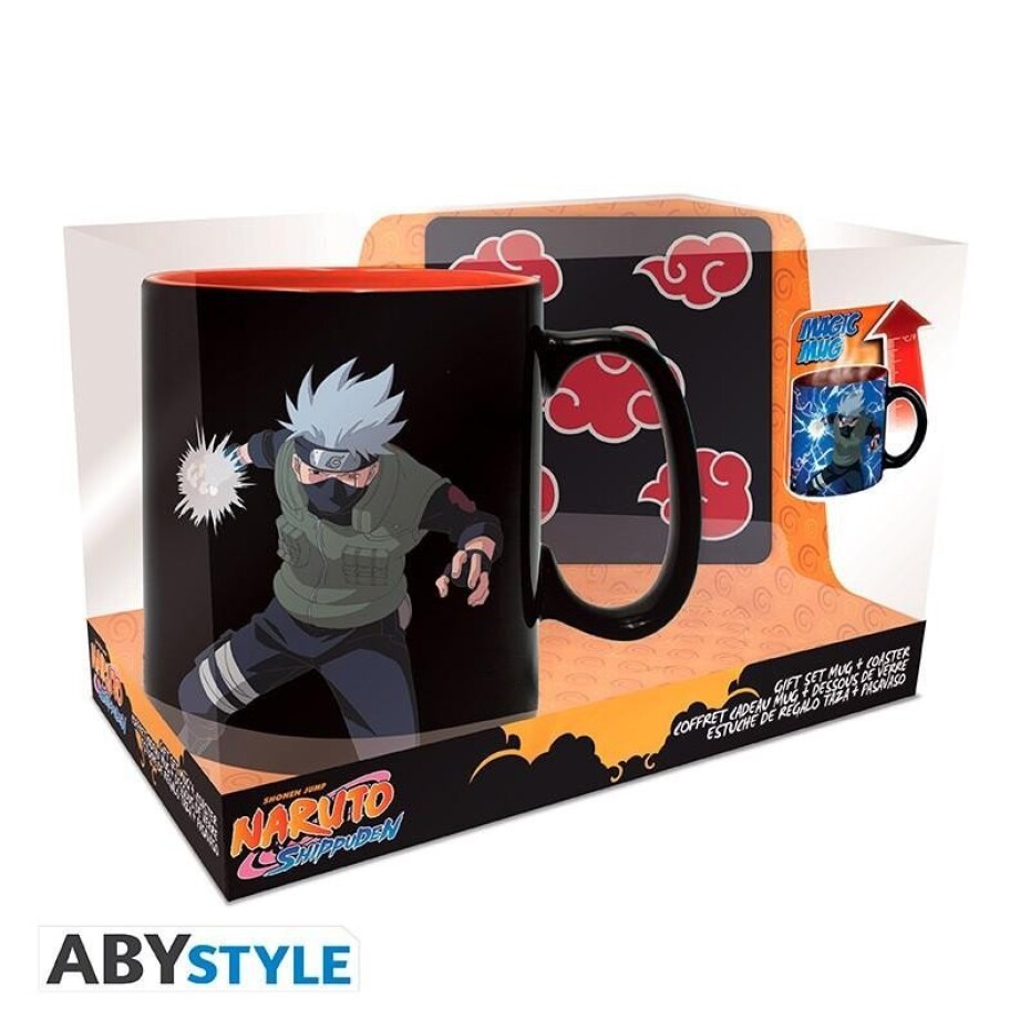 Naruto set 3D Hrnek měnící 460 ml + podtácek - Akatsuki - main (0)