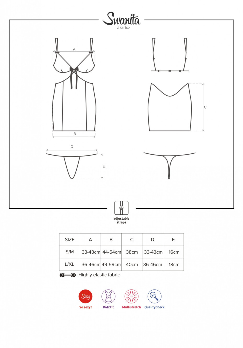 Košilka Swanita chemise - Obsessive černá S/M - main (1)