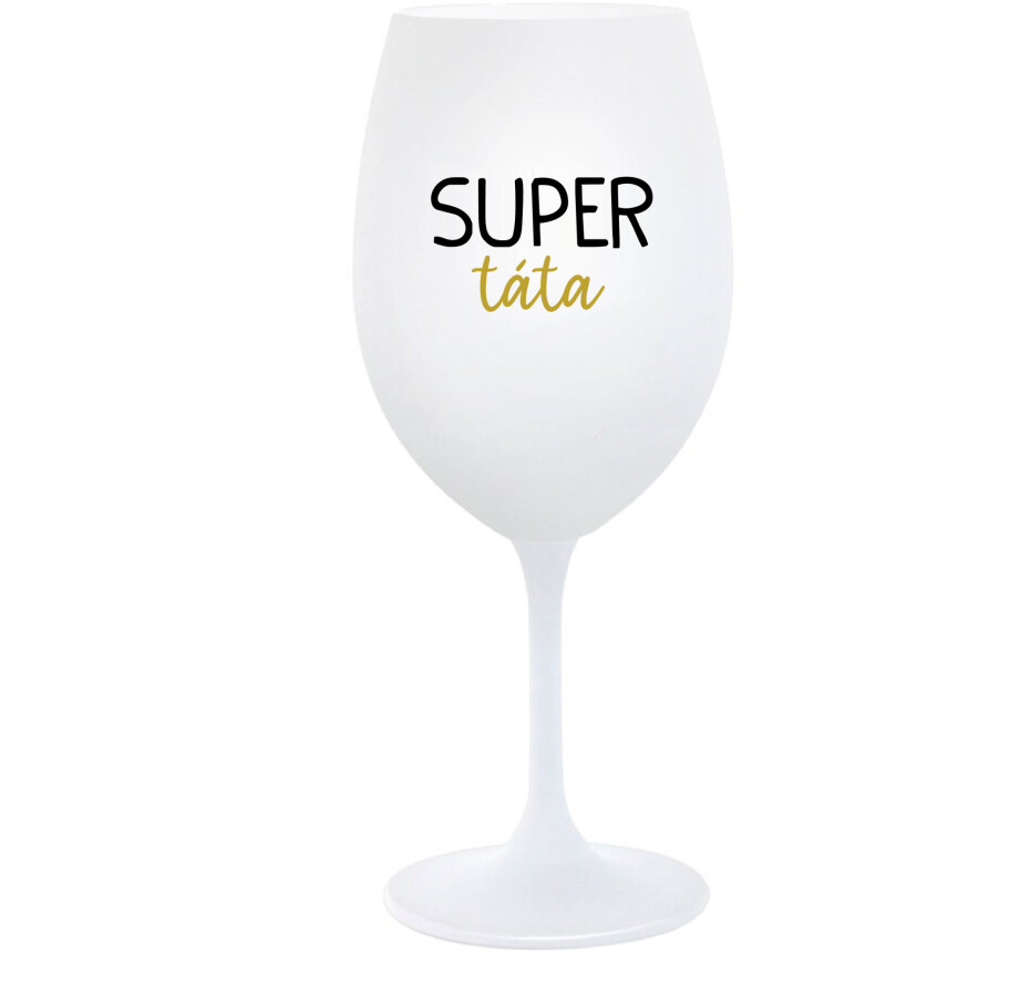 SUPER TÁTA - bílá  sklenice na víno 350 ml - main (0)