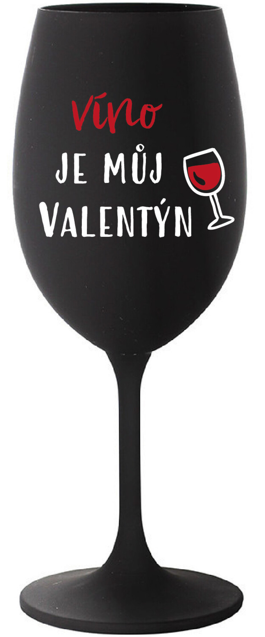 VÍNO JE MŮJ VALENTÝN - černá sklenice na víno 350 ml - main (0)
