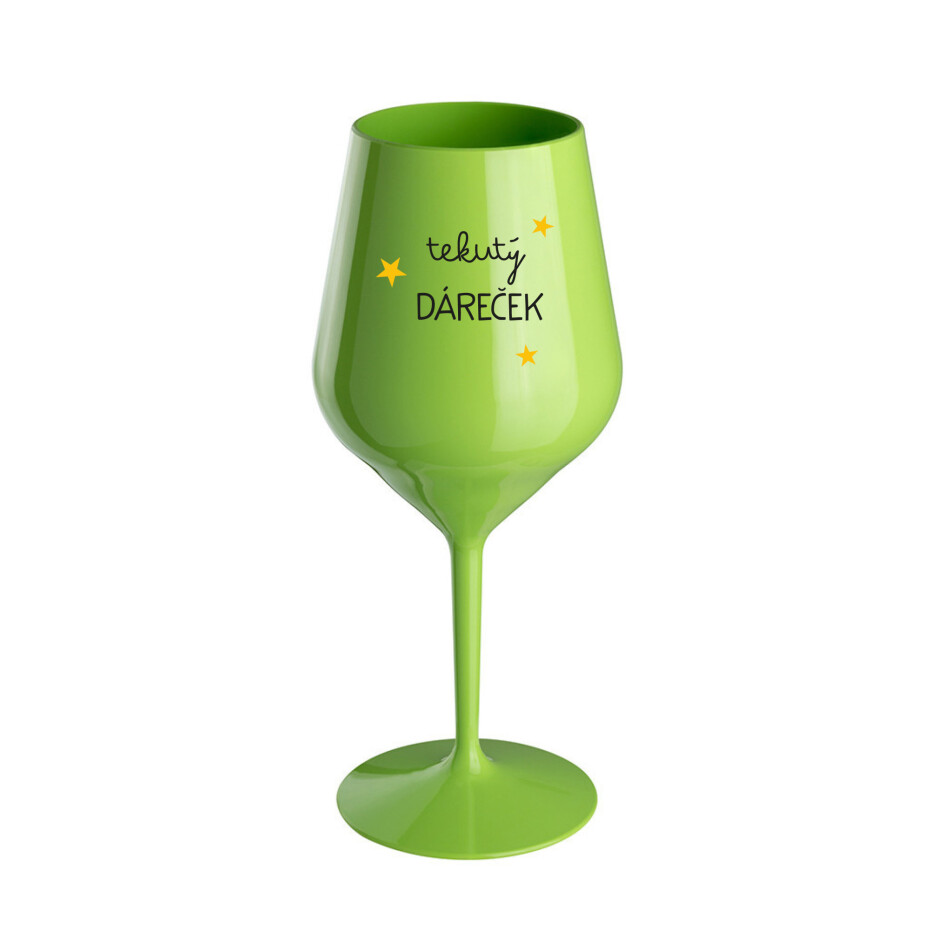 TEKUTÝ DÁREČEK - zelená nerozbitná sklenice na víno 470 ml - main (0)