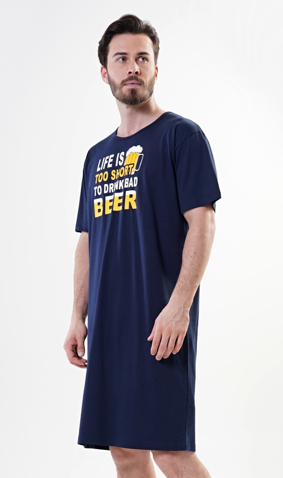 Pánská noční košile s krátkým rukávem Life is beer tmavě modrá L - main (3)