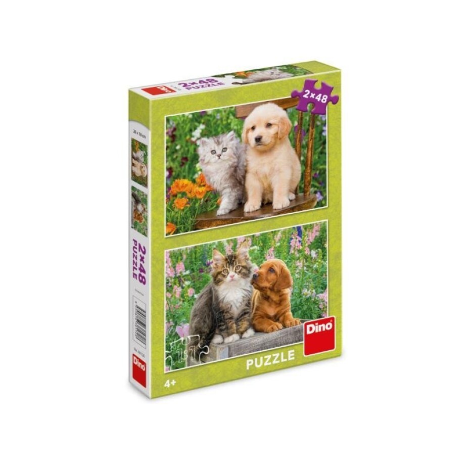 Puzzle Pejsek a kočička na zahradě 2 x 48 dílků - main (0)