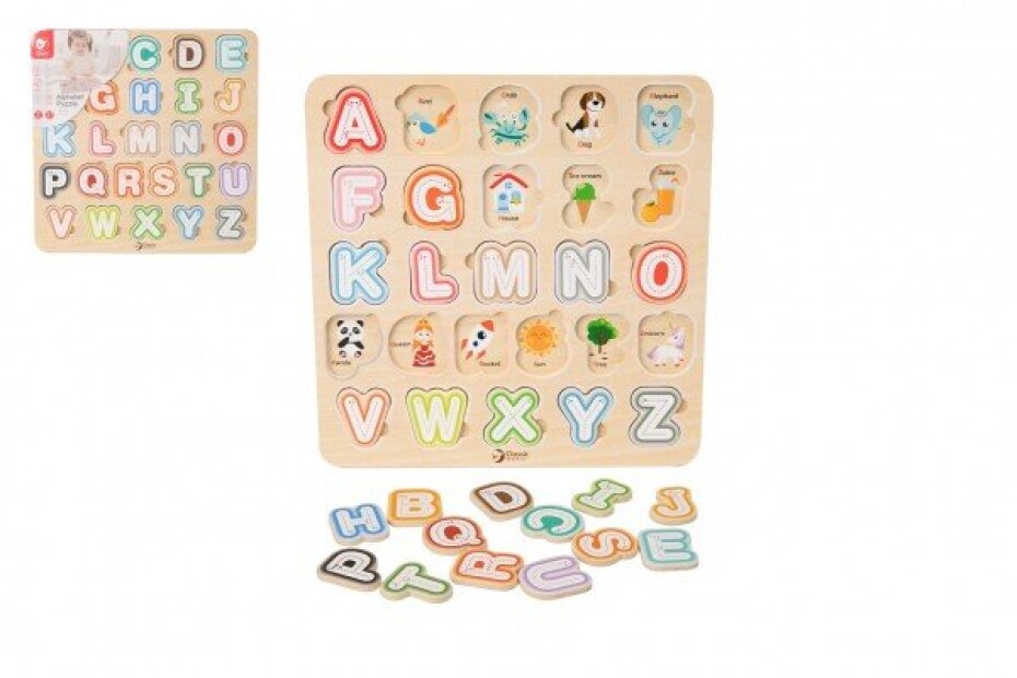 Vkládačka/Puzzle deskové obrysové abeceda dřevo 30x30cm ve fólii 24m+ - main (0)