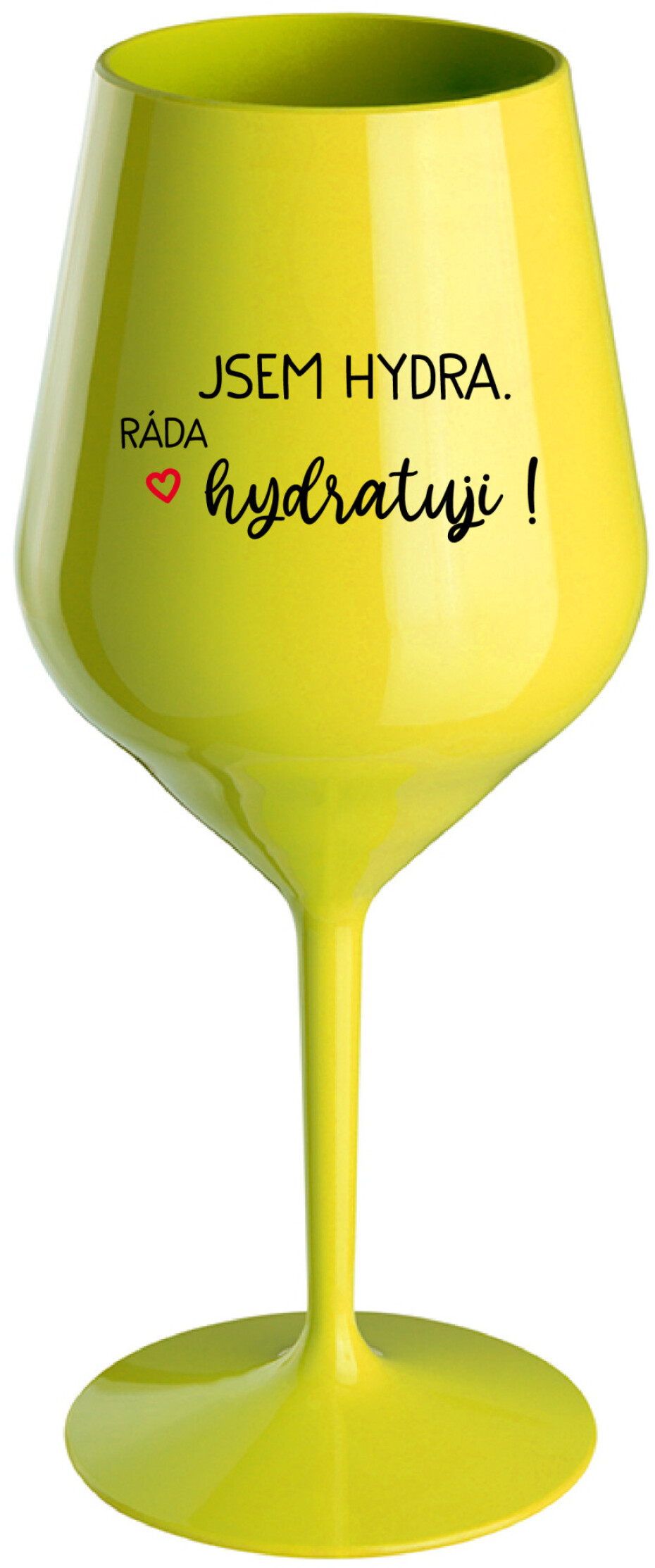 JSEM HYDRA. RÁDA HYDRATUJI! - žlutá nerozbitná sklenice na víno 470 ml - main (0)