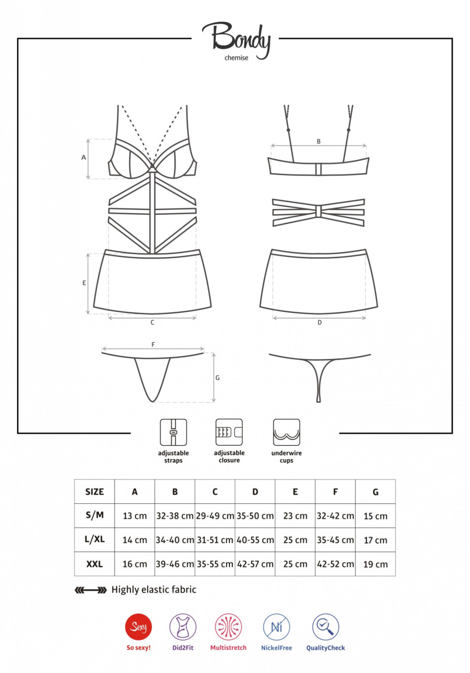 Košilka Bondy chemise XXL - Obsessive černá XXL - main (1)