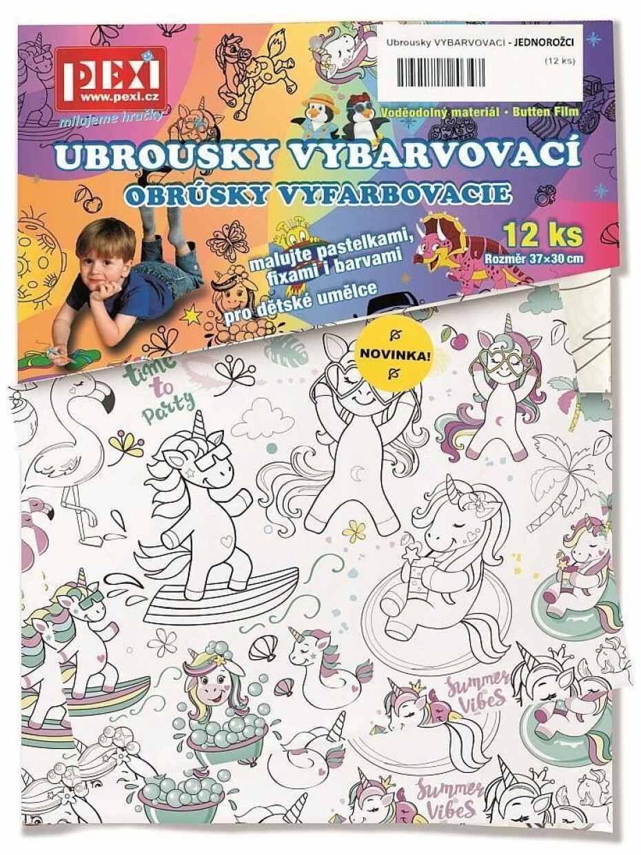 Vybarvovací ubrousky Jednorožci 12 kusů - main (0)