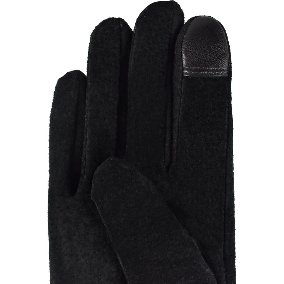 Semiline Dámské semišové antibakteriální rukavice P8215 Black M - main (3)
