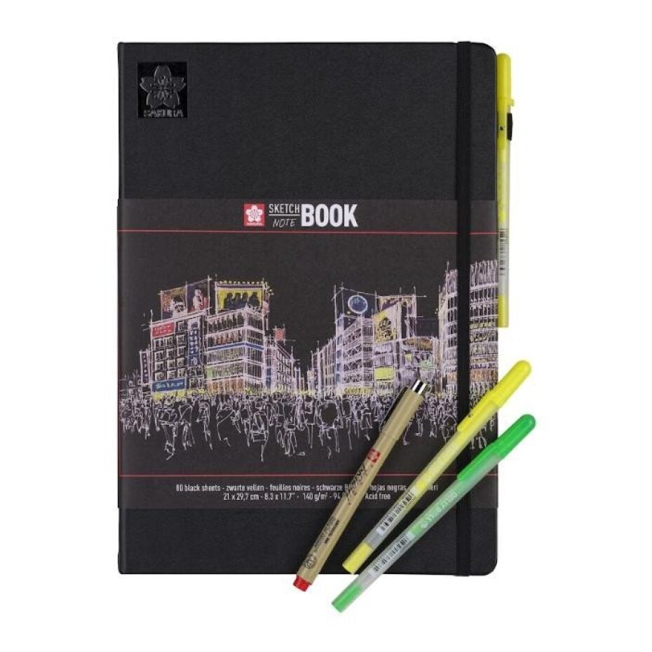 Sakura Skicák v pevné vazbě s černým papírem 21x30, 140 g - main (0)