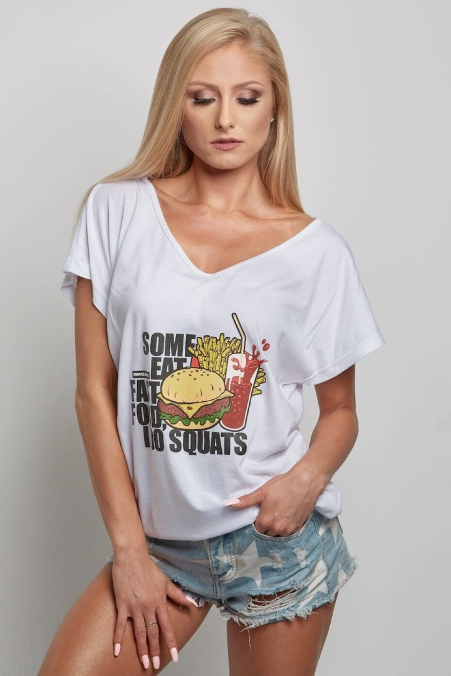 Dámské tričko - Fast Food - Gym Glamour bílá s potiskem M/L - main (0)