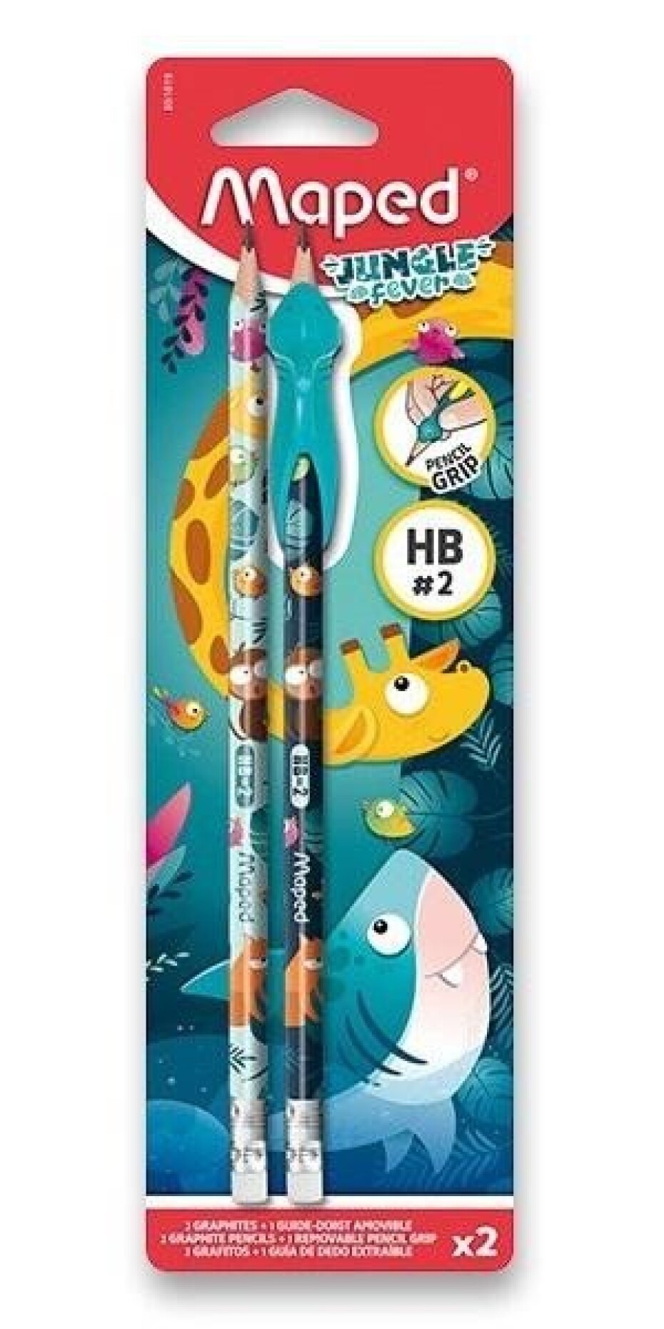 Maped Tužka grafitová s pryží Jungle Fever 2 ks + nástavec - main (0)