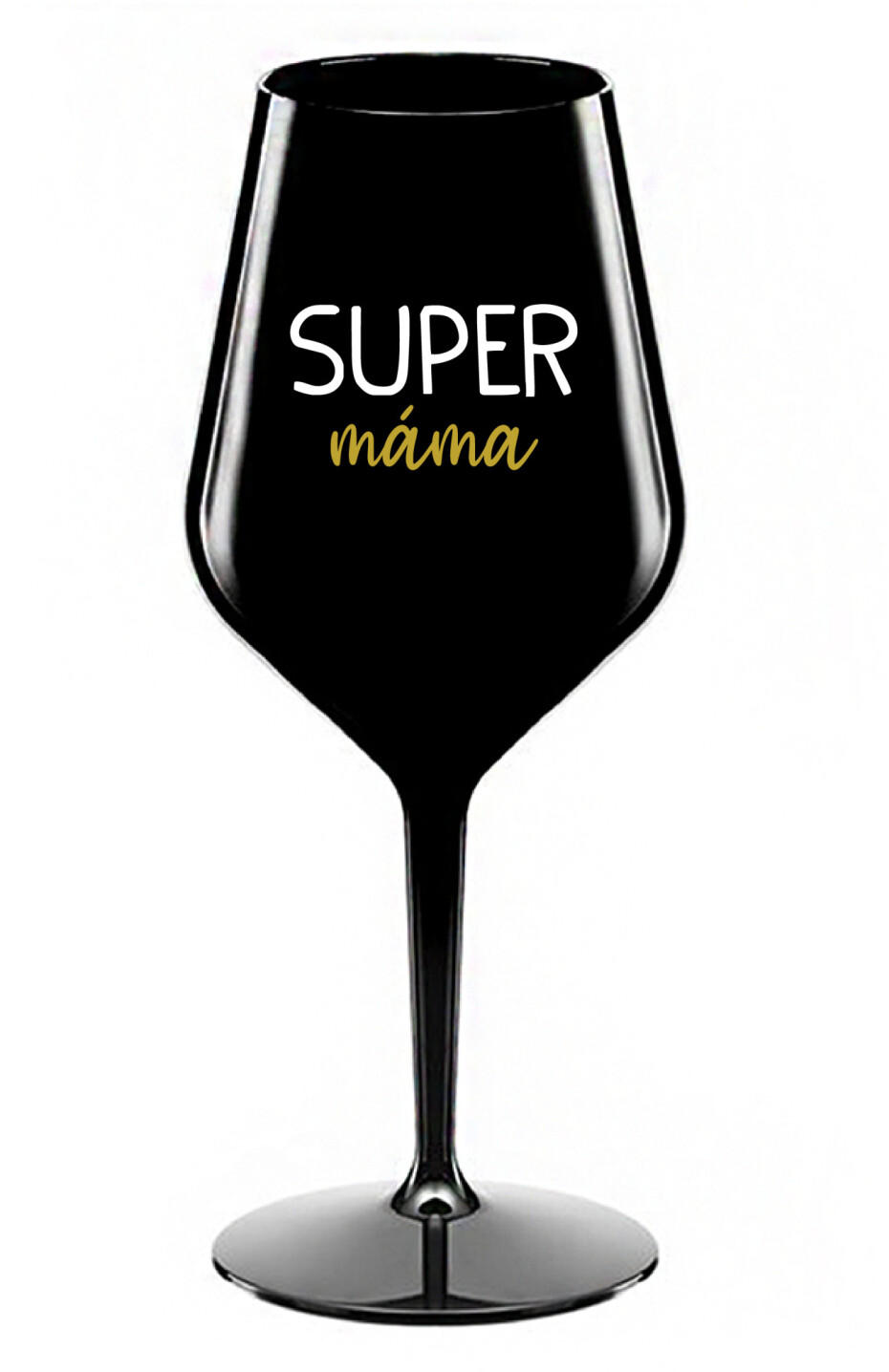 SUPER MÁMA - černá nerozbitná sklenice na víno 470 ml - main (0)