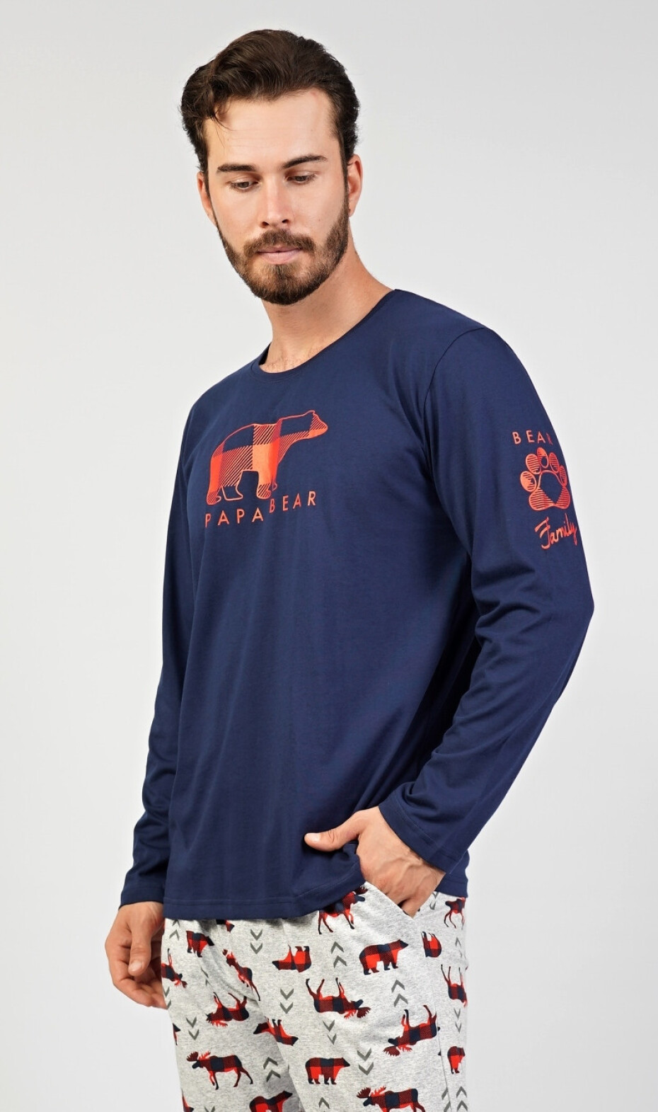 Pánské pyžamo dlouhé Papa bear tmavě modrá XXL - main (1)