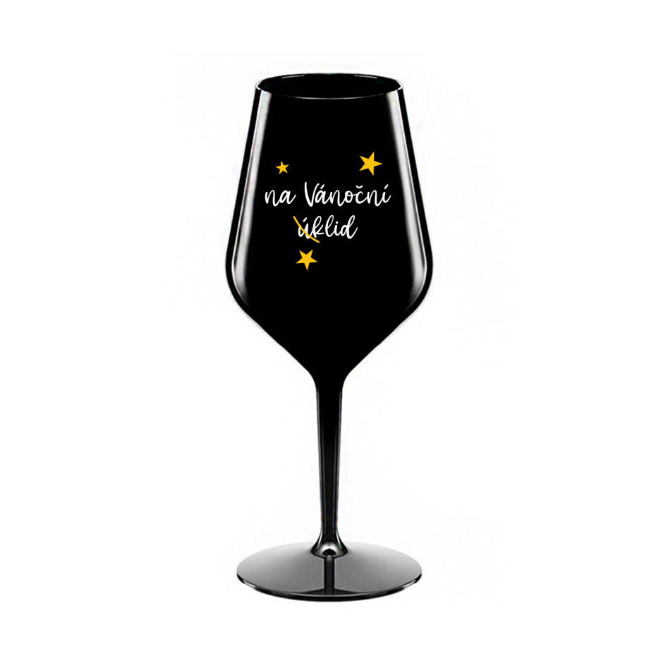NA VÁNOČNÍ ÚKLID - černá nerozbitná sklenice na víno 470 ml - main (0)