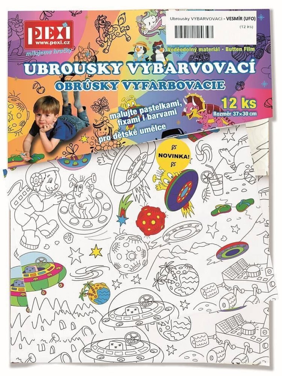 Vybarvovací ubrousky Vesmír 12 kusů - main (0)