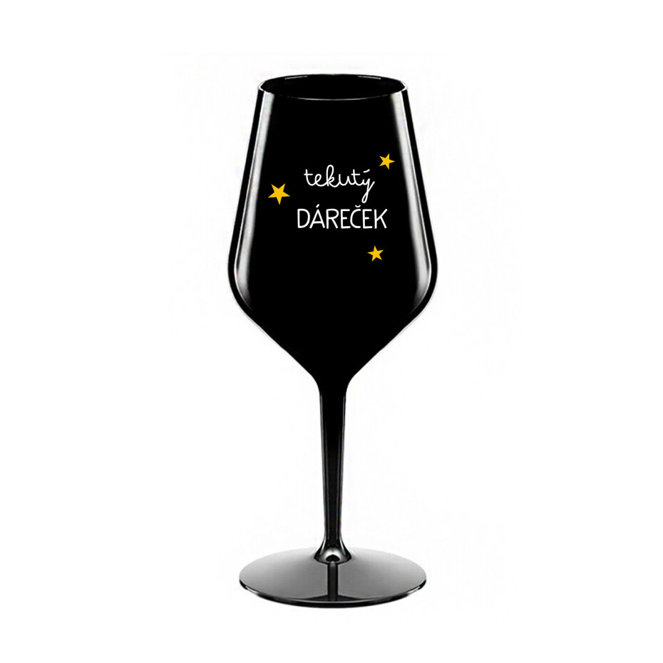 TEKUTÝ DÁREČEK - černá nerozbitná sklenice na víno 470 ml - main (0)