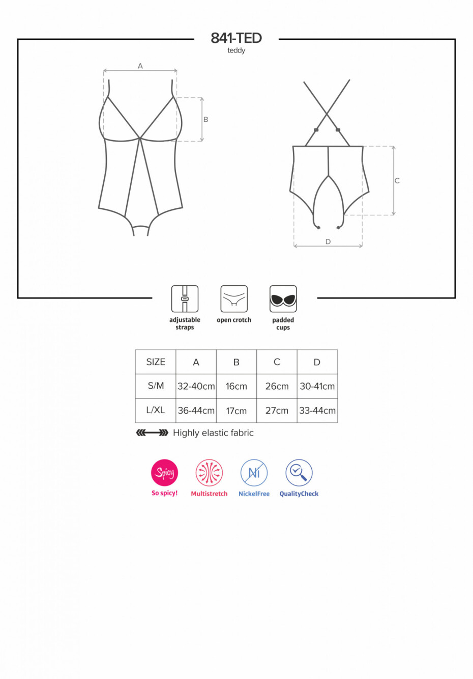 Smyslné body 841 - TED teddy - Obsessive černá S/M - main (1)