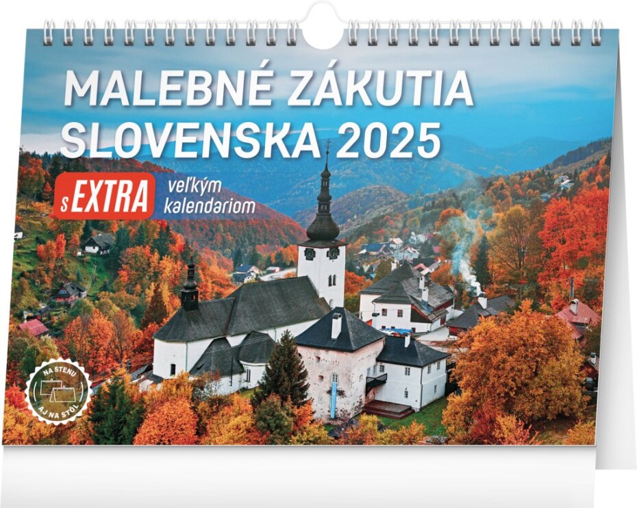 NOTIQUE Stolový kalendár Malebné zákutia Slovenska 2025 s extra veľkým kalendáriom, 30 x 21 cm Slovensky - main (0)
