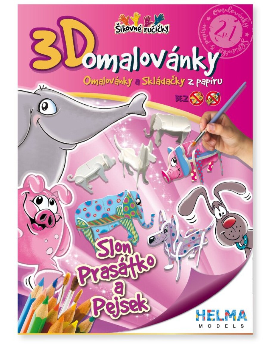 3D omalovánky Slon, prasátko a pejsek - main (0)