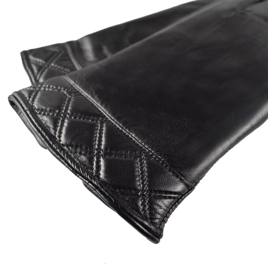 Semiline Dámské kožené antibakteriální rukavice P8209 Black S - main (0)