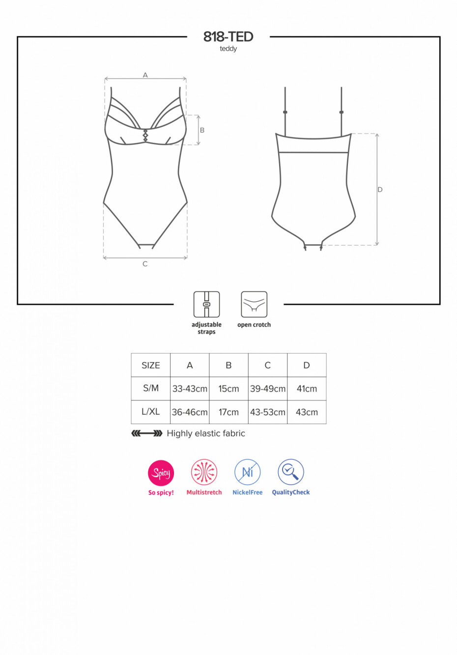 Body 818-TED teddy - Obsessive černá XS/S - main (2)