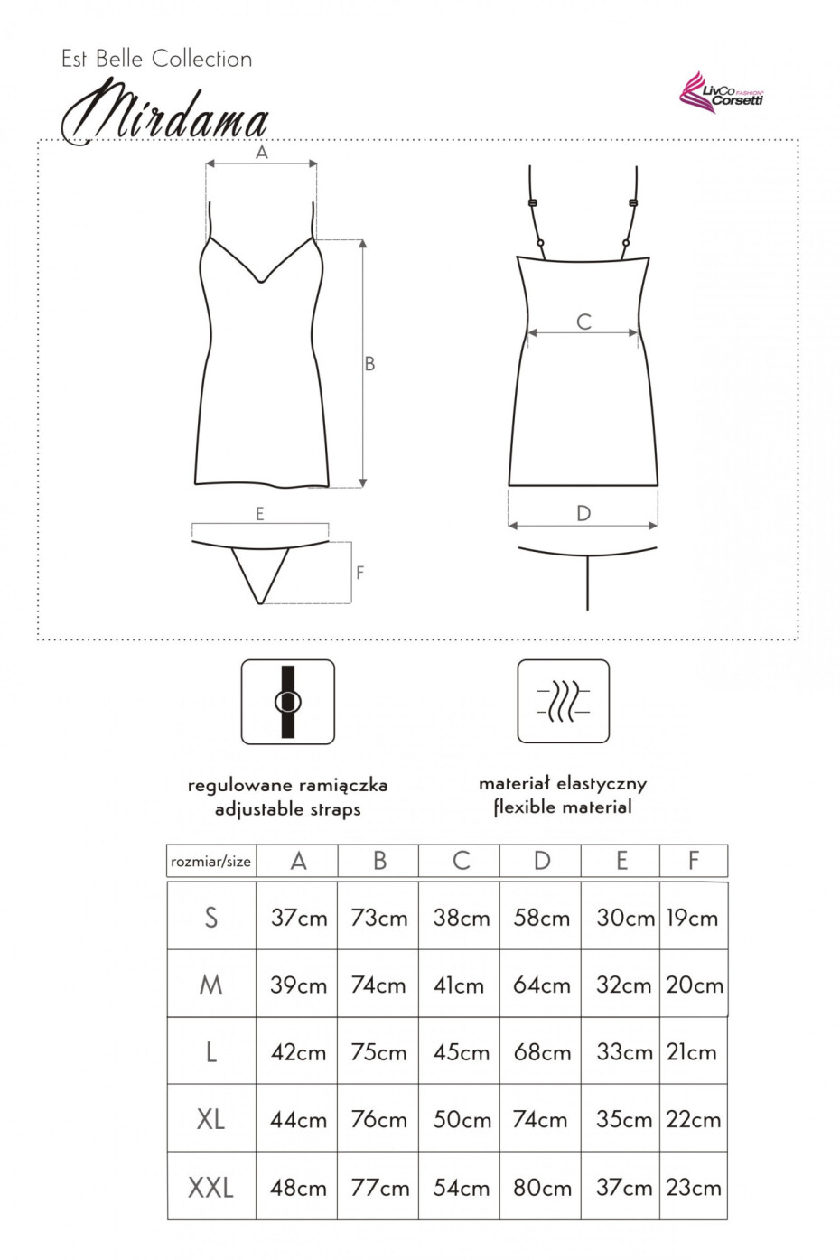 Mirdama Černá košilka + tanga ZDARMA! - LivCo Corsetti S - main (6)