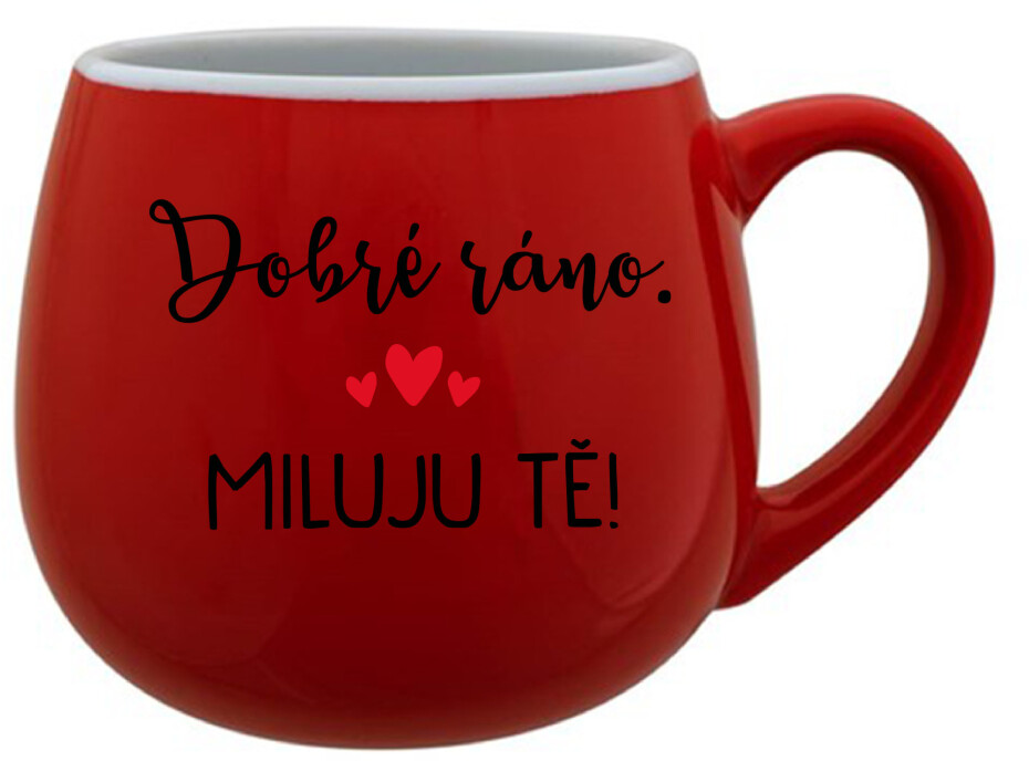 DOBRÉ RÁNO. MILUJU TĚ! - červený keramický hrníček 300 ml - main (0)