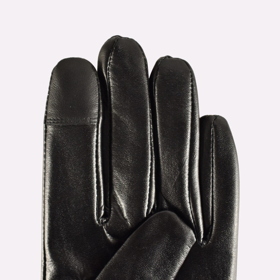 Semiline Dámské kožené antibakteriální rukavice P8205-0 Black M - main (0)