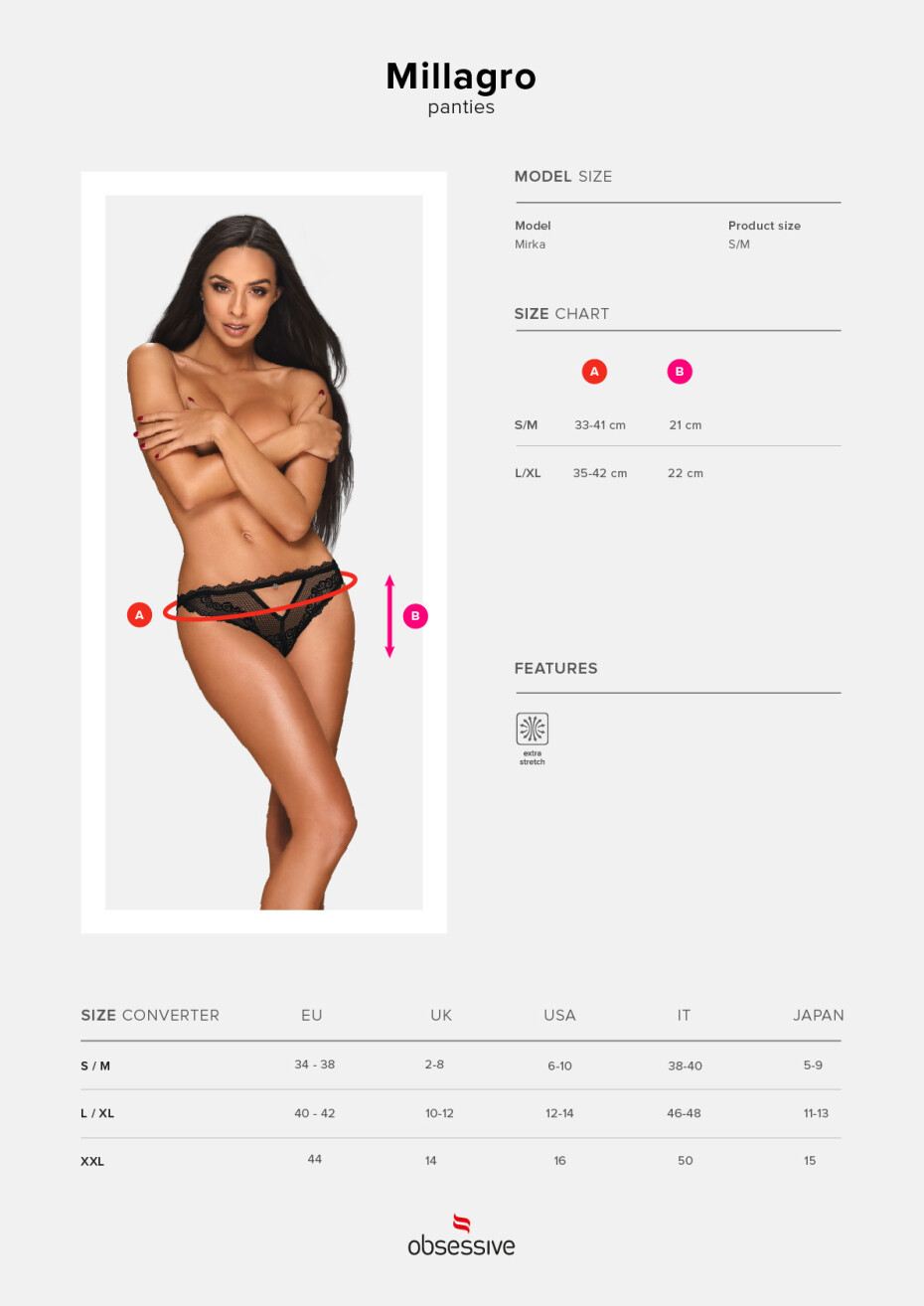 Elegantní kalhotky Millagro panties - Obsessive S/M černá - main (1)