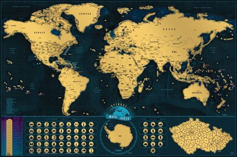 Stírací mapa světa - česká verze gold XXL - main (0)
