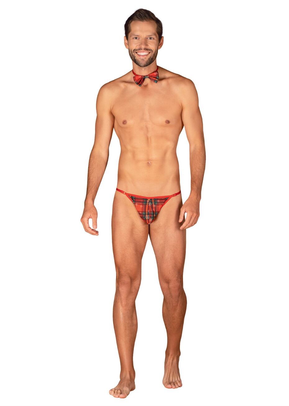 Pánský set Mr Merrilo thong + motýlek - Obsessive UNI červená - main (2)