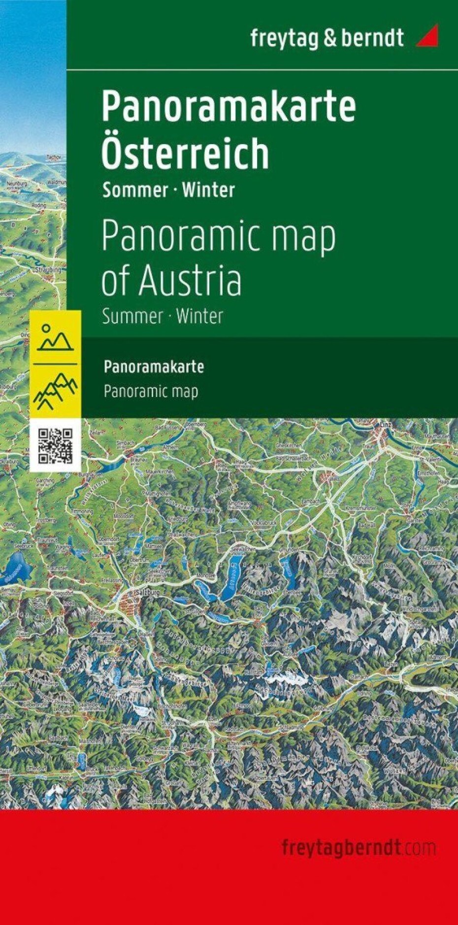 Rakousko 1:350 000 / panoramatická mapa (léto, zima) - main (0)