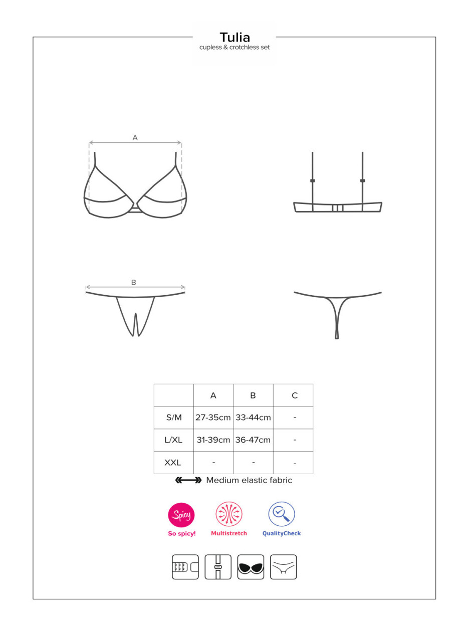 Pikantní set Tulia cupless set - Obsessive L/XL originál - main (2)