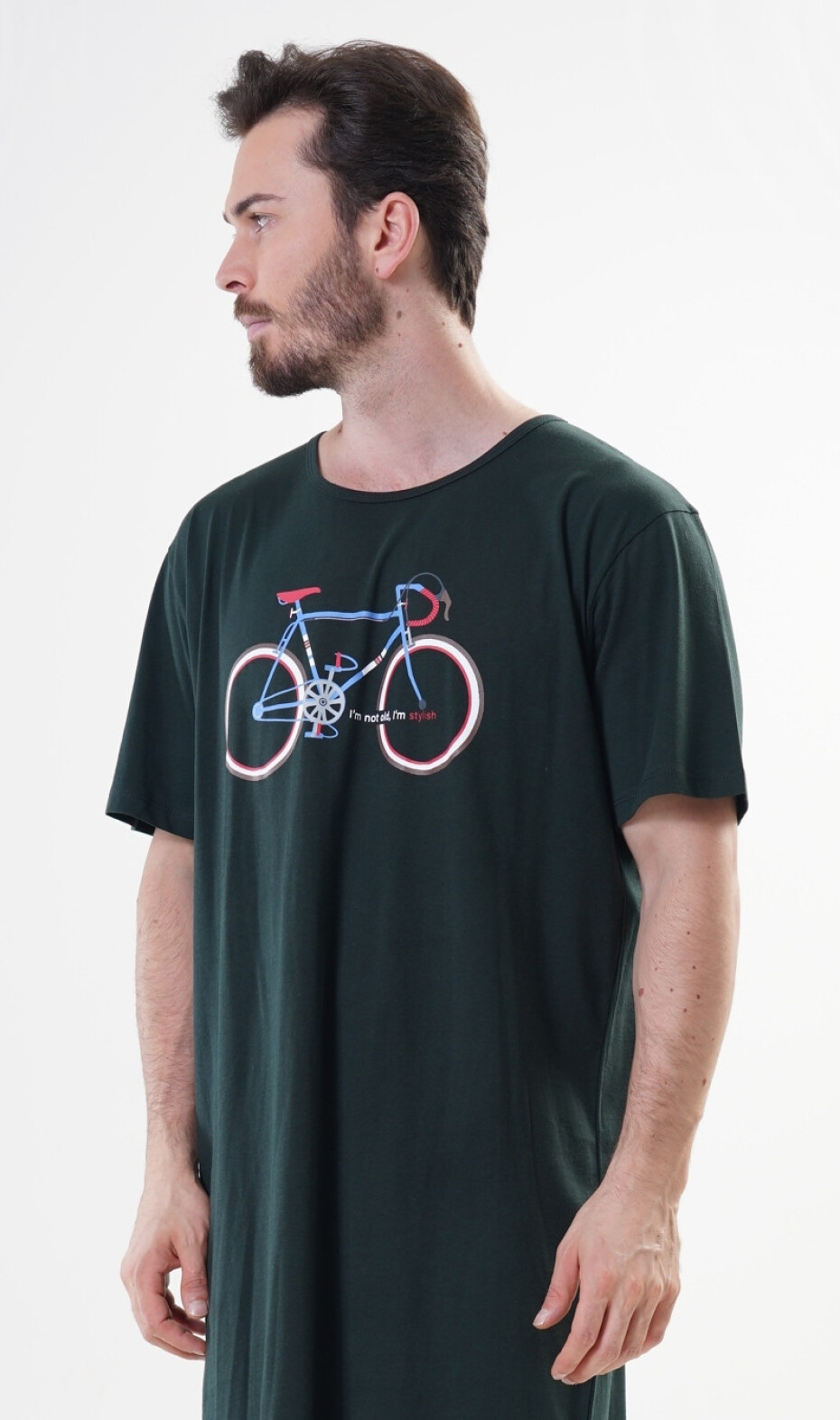 Pánská noční košile s krátkým rukávem Old bike tmavě zelená 4XL - main (4)