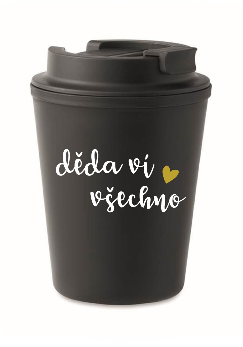 DĚDA VÍ VŠECHNO - černý termohrnek 300 ml - main (0)