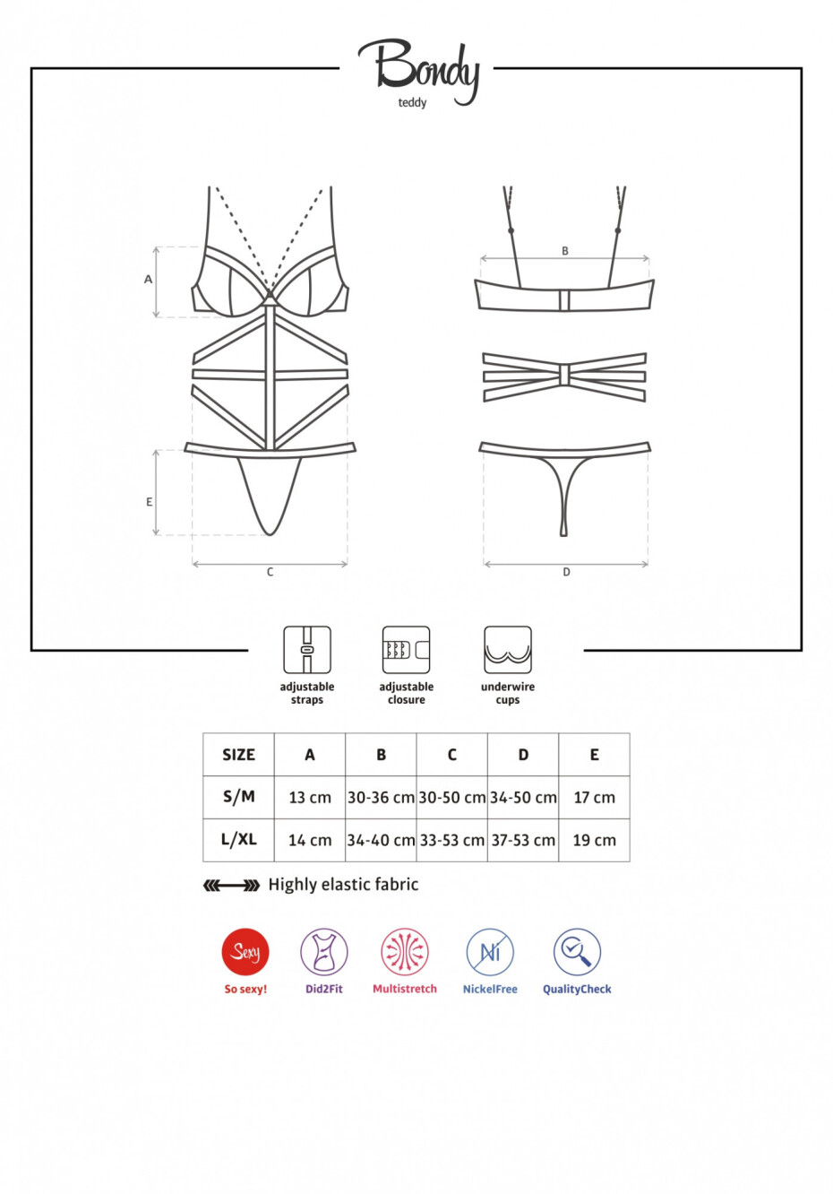Body Bondy teddy - Obsessive černá S/M - main (1)