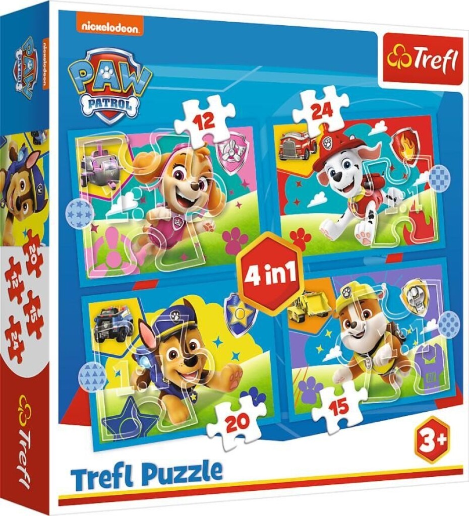 Puzzle Tlapková patrola: Běžící štěňata 4v1 (12,15,20,24 dílků) - main (0)
