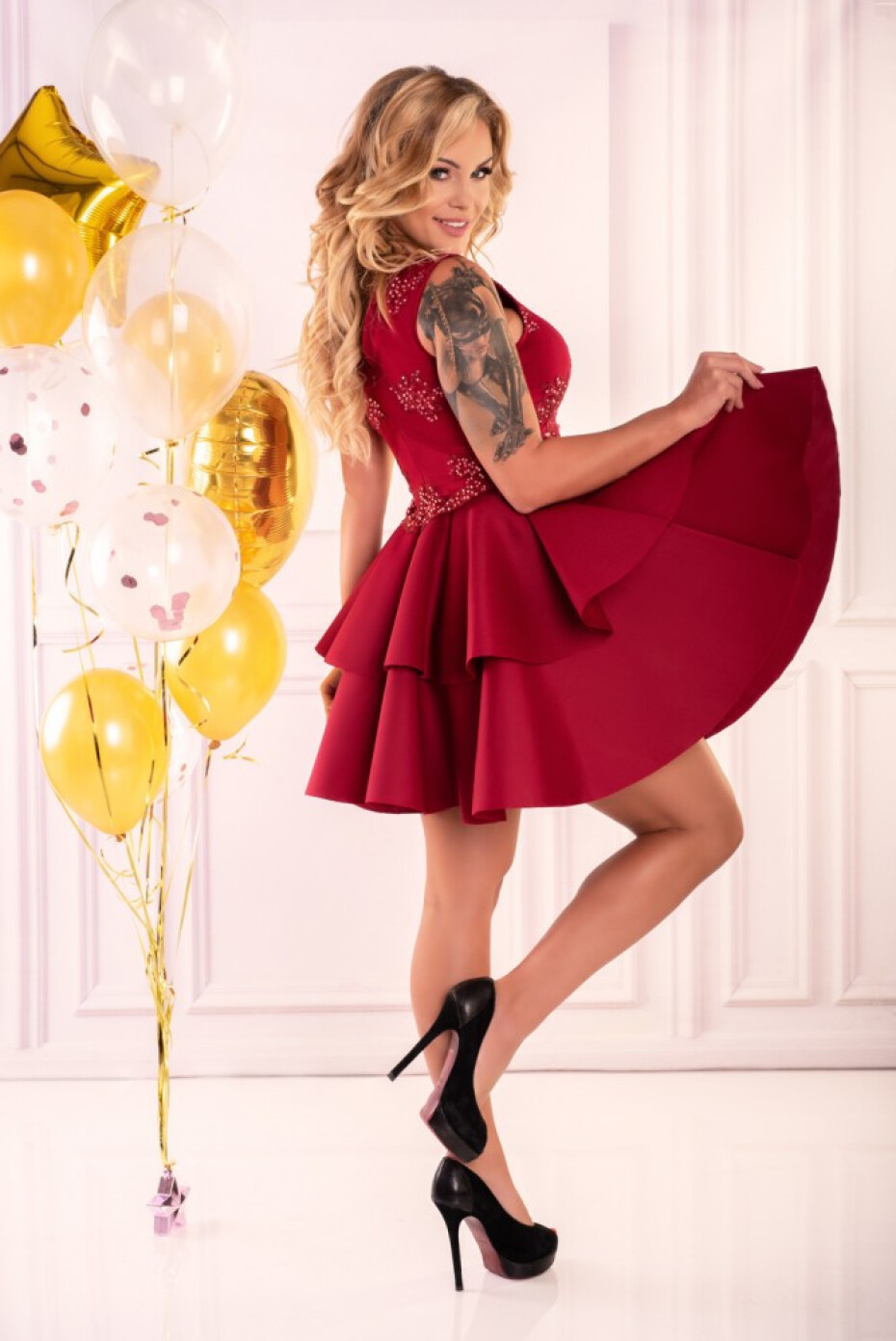 Merribel Šaty Karieela Claret L - main (4)