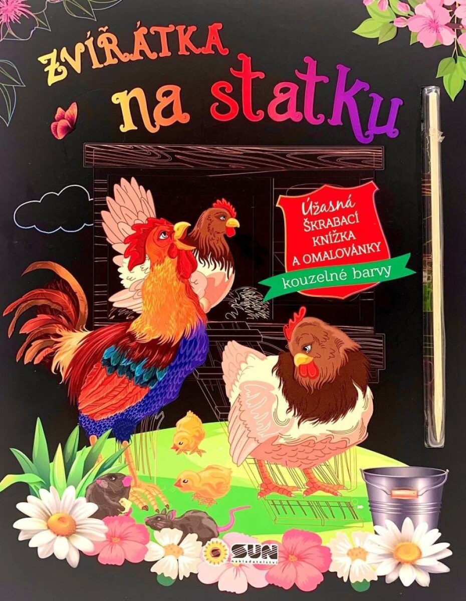 Zvířátka na statku - Úžasná škrábací knížka a omalovánky - main (0)