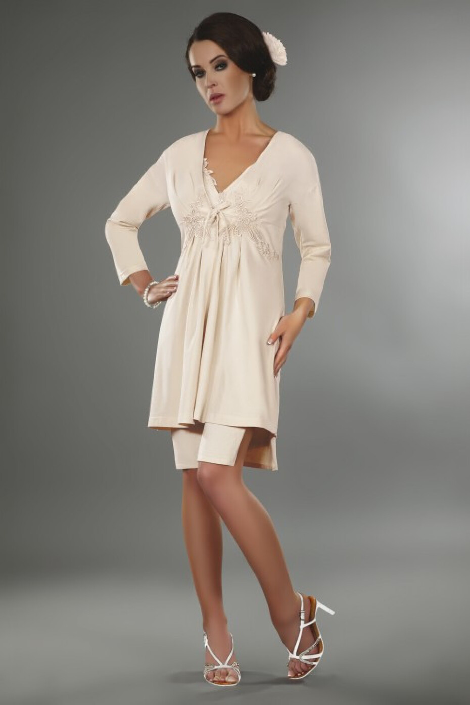 Dámský župan LivCo Corsetti Suri Creme XL - main (1)