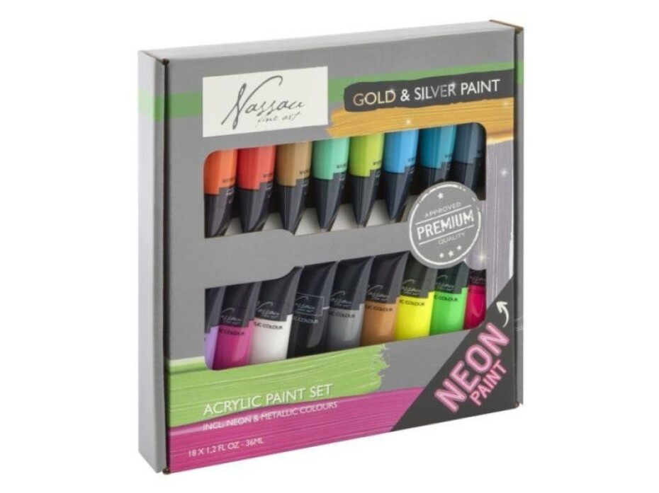 Sada neonových metalických akrylových barev 18x36 ml - main (0)