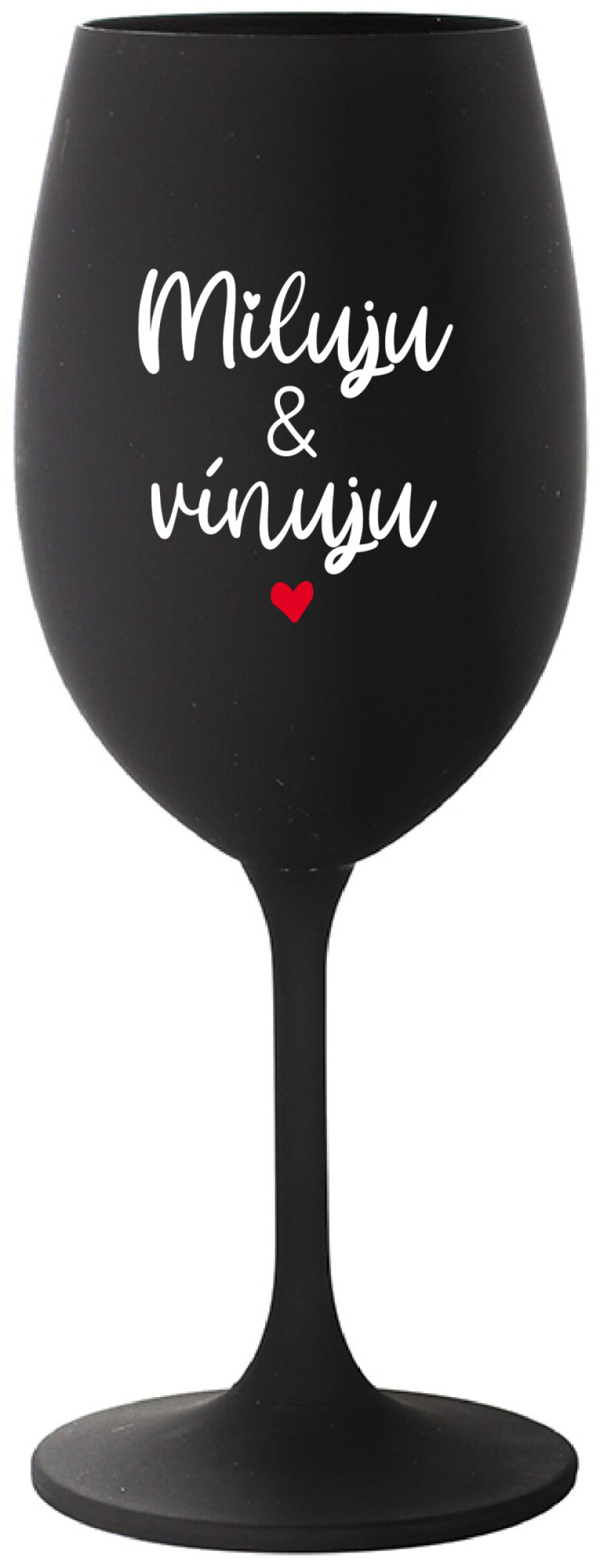 MILUJU & VÍNUJU - černá sklenice na víno 350 ml - main (0)