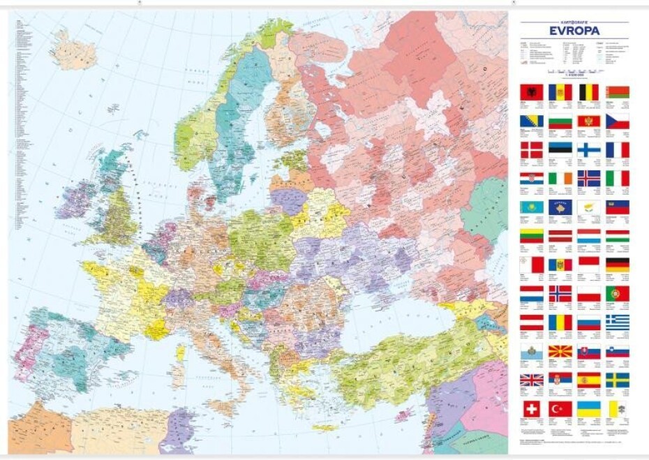 Evropa – nástěnná administrativní mapa, 4.  vydání - main (0)