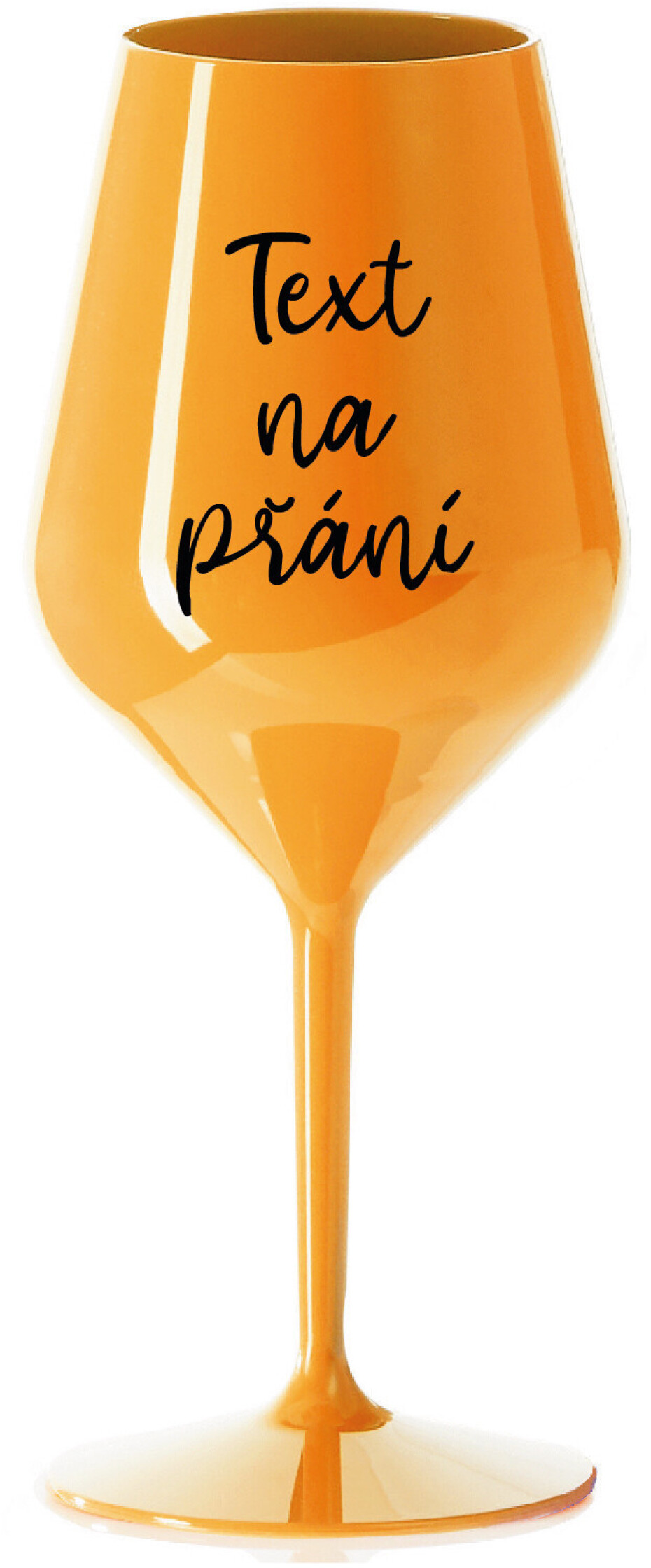 TEXT NA PŘÁNÍ - oranžová nerozbitná sklenice na víno 470 ml - main (0)