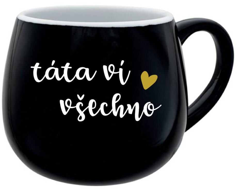 TÁTA VÍ VŠECHNO - černý keramický hrníček 300 ml - main (0)
