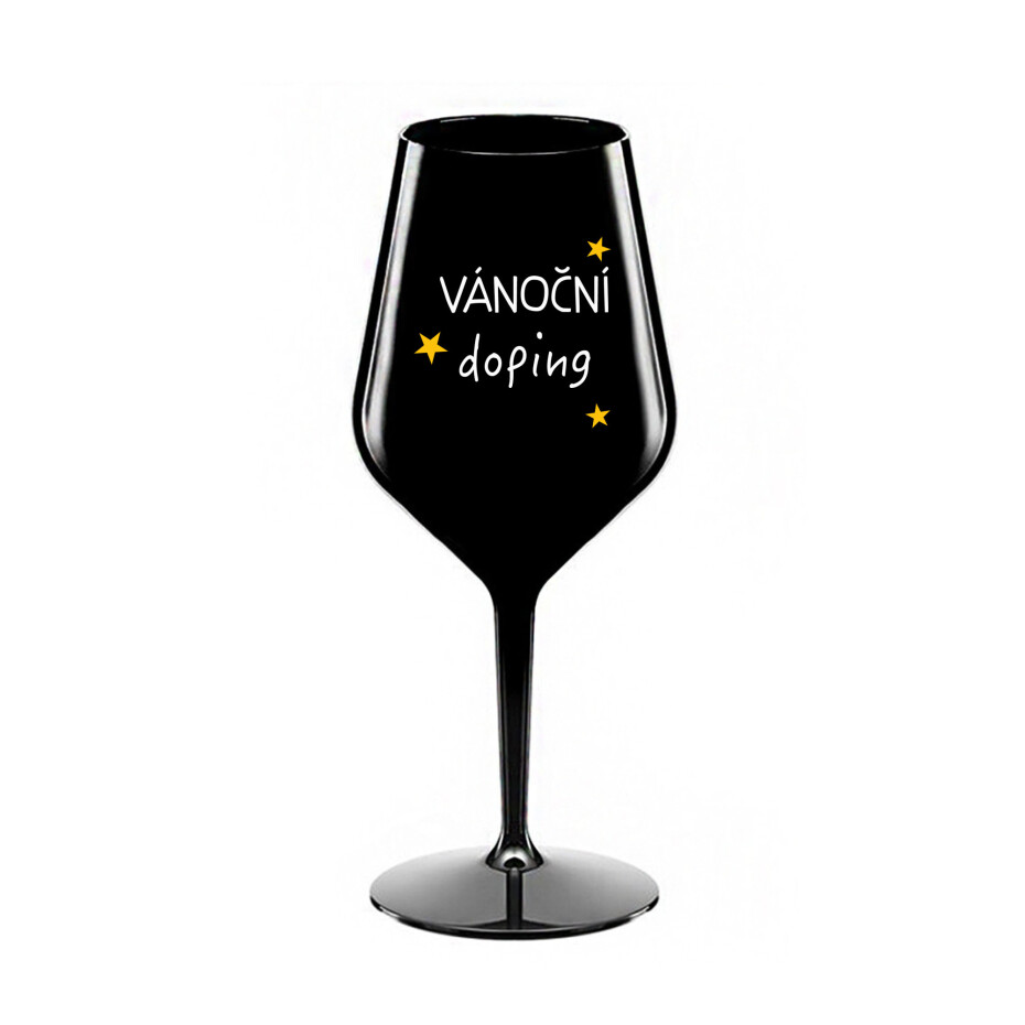 VÁNOČNÍ DOPING - černá nerozbitná sklenice na víno 470 ml - main (0)
