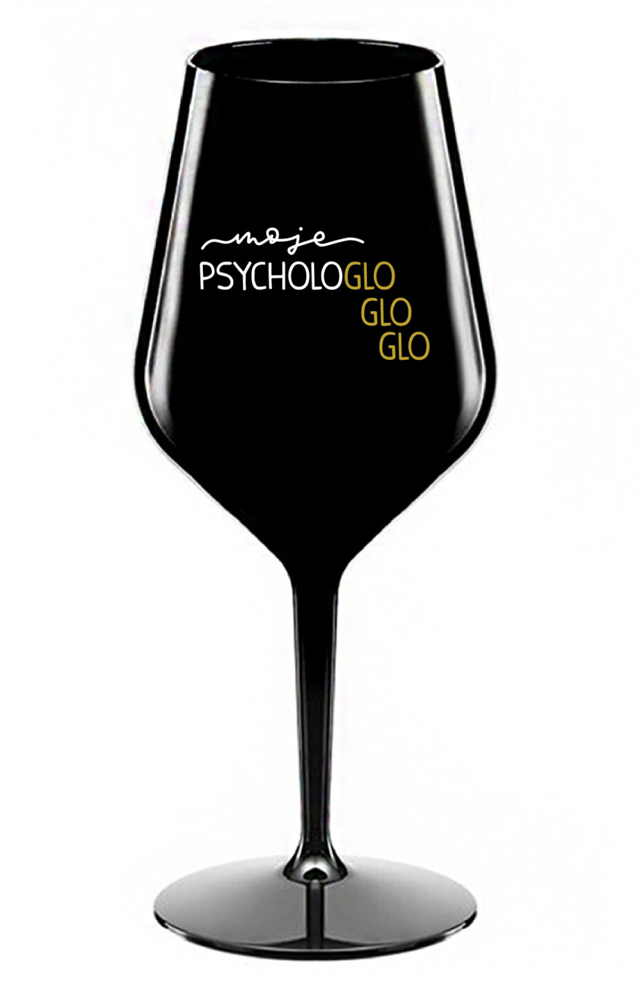 MOJE PSYCHOLOGLOGLOGLO - černá nerozbitná sklenice na víno 470 ml - main (0)