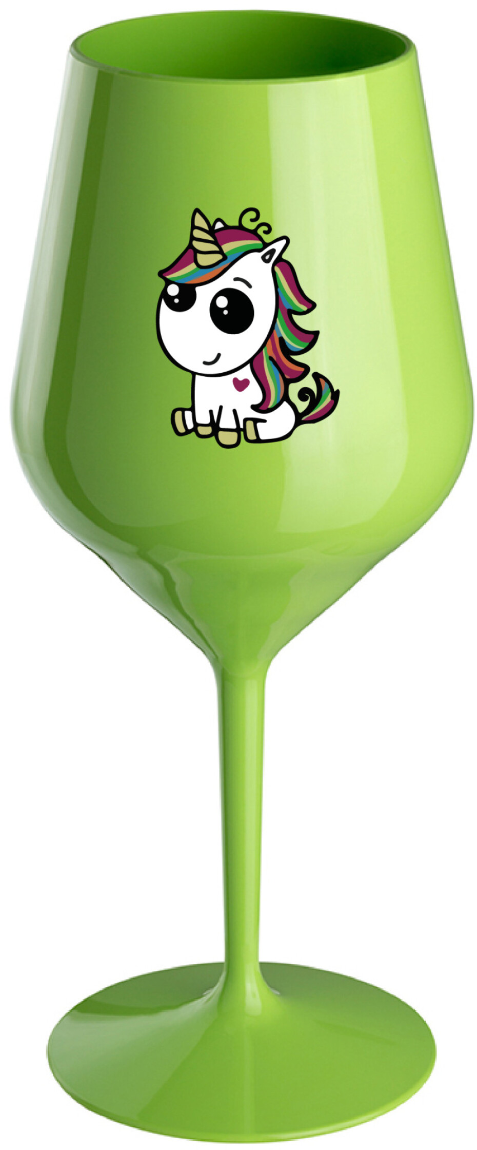 DUHOVÝ JEDNOROŽEC - zelená nerozbitná sklenice na víno 470 ml - main (0)